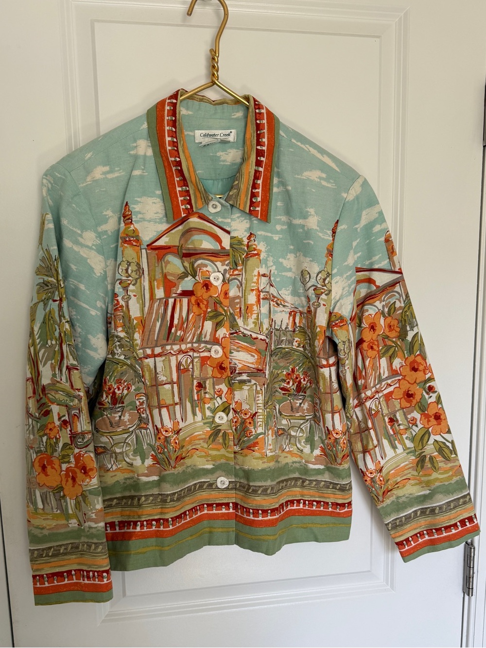 Coldwater Creek Linen Blend Mediterranean Riviera Coastal Jacket M